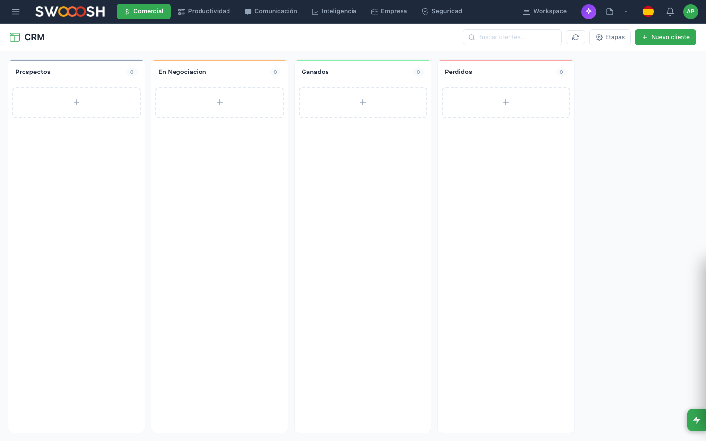 Capture du module CRM dans Pilot Desk