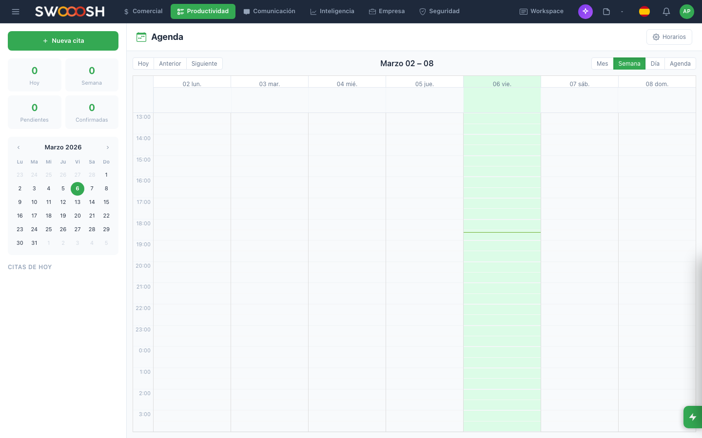 Captura del módulo Plan diario en Pilot Desk
