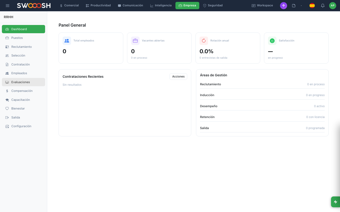 Screenshot of the HR module in Pilot Desk